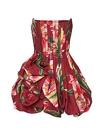 Printed Pleated Draped Minidress