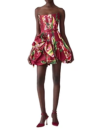 Printed Pleated Draped Minidress