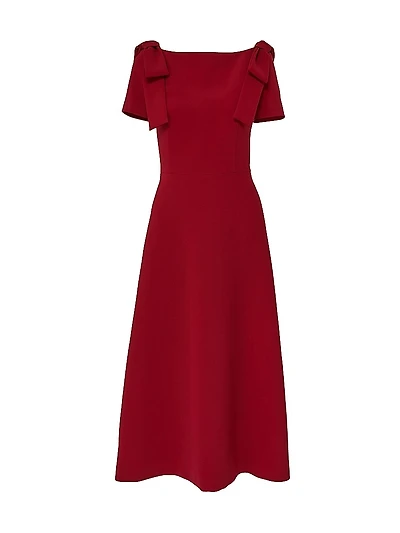 Bow-Shoulder Midi-Dress