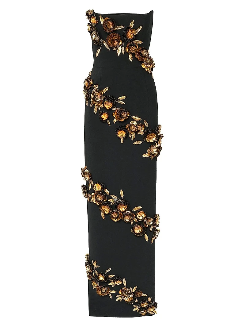 Embellished Strapless Column Gown
