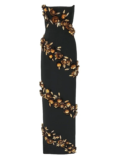 Embellished Strapless Column Gown