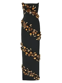 Embellished Strapless Column Gown