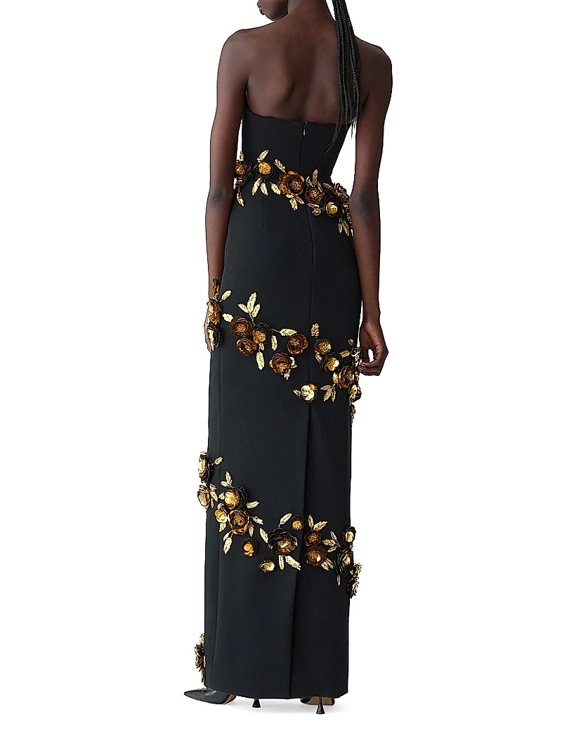 Embellished Strapless Column Gown