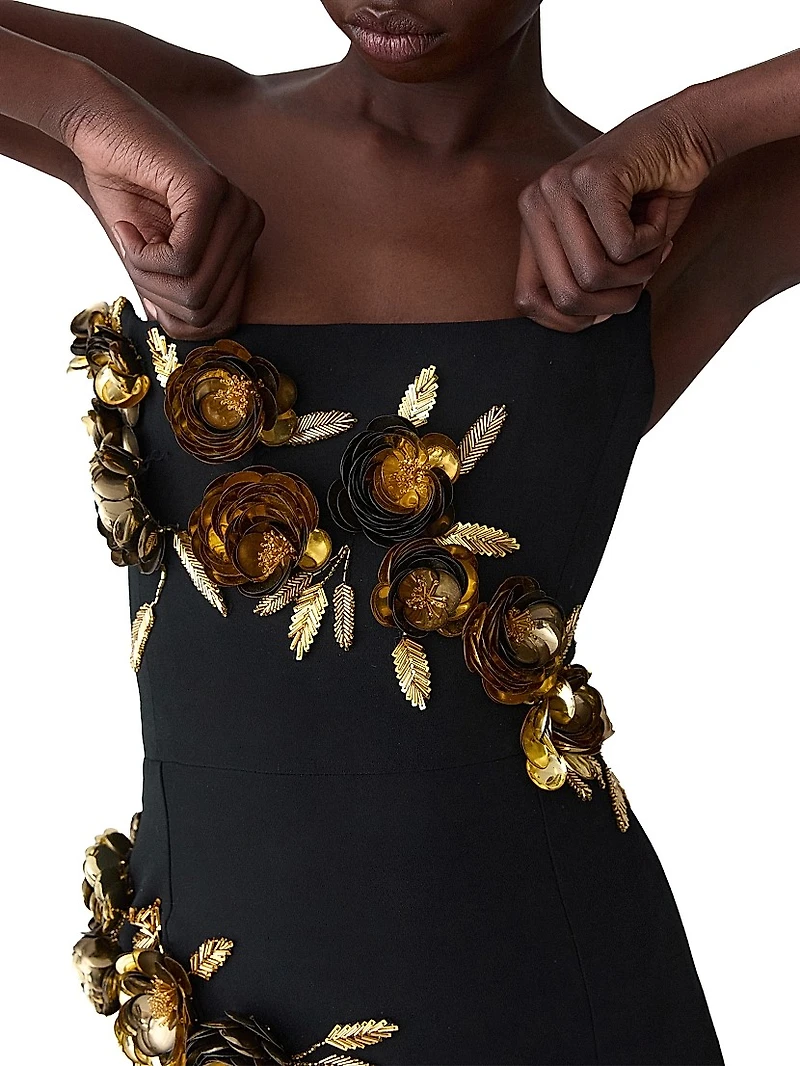 Embellished Strapless Column Gown