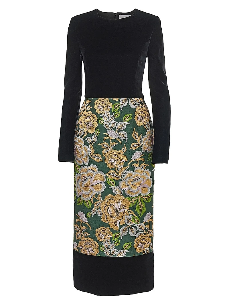 Long-Sleeve Crewneck Midi-Dress