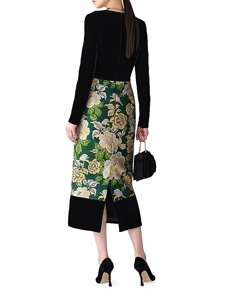 Long-Sleeve Crewneck Midi-Dress