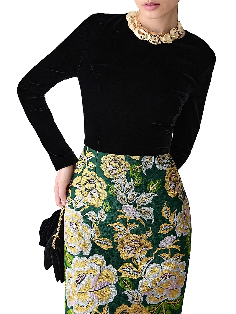 Long-Sleeve Crewneck Midi-Dress