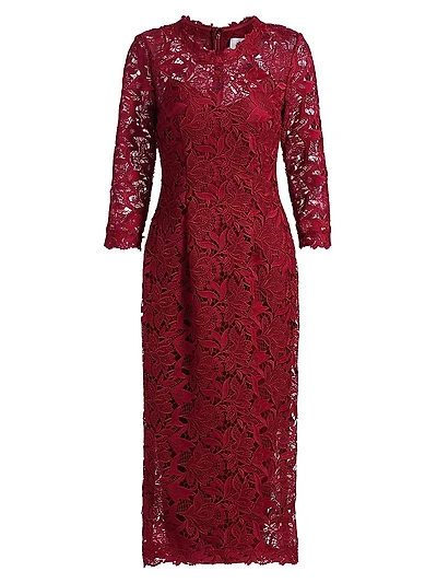 Floral Guipure Lace Sheath Dress