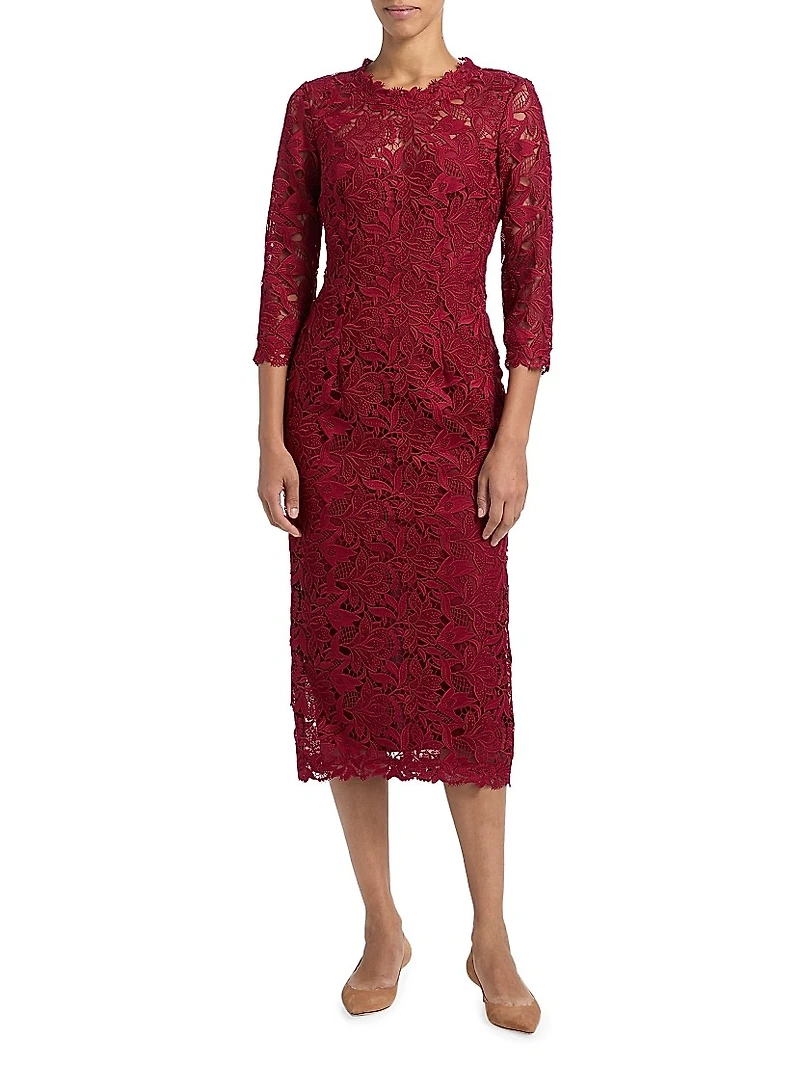 Floral Guipure Lace Sheath Dress