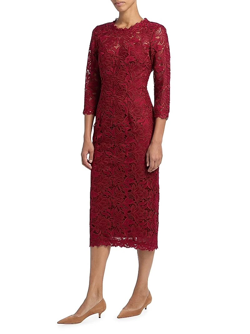 Floral Guipure Lace Sheath Dress