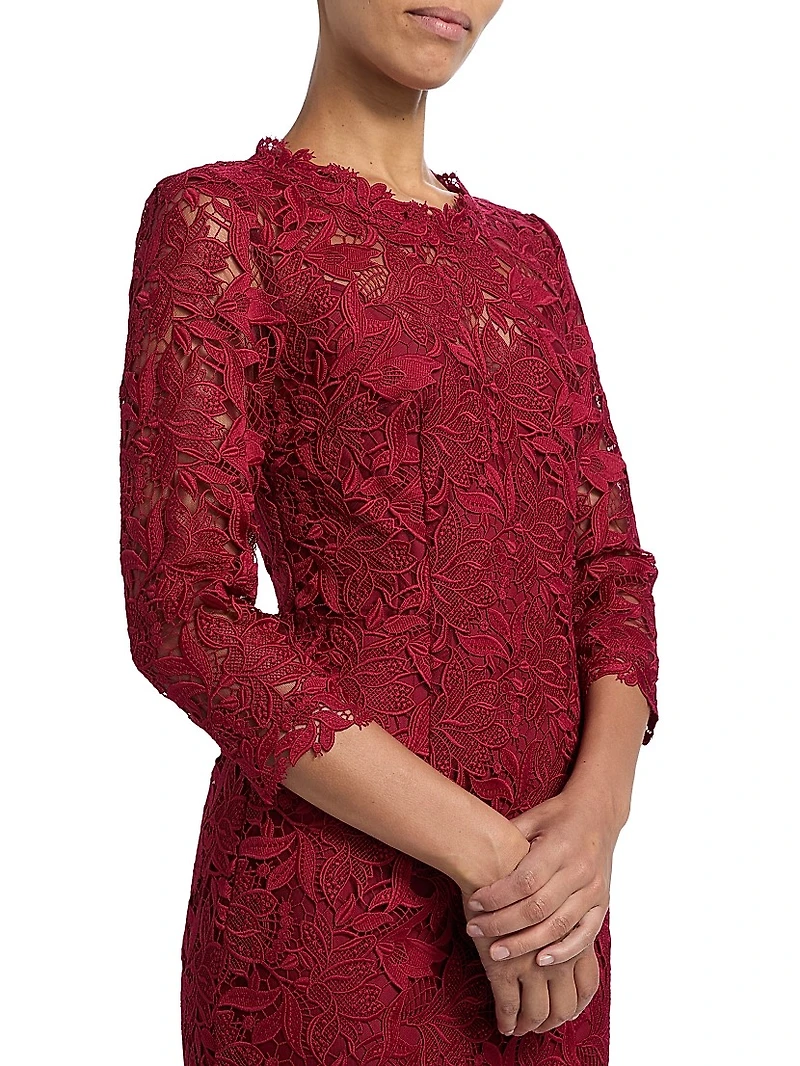 Floral Guipure Lace Sheath Dress