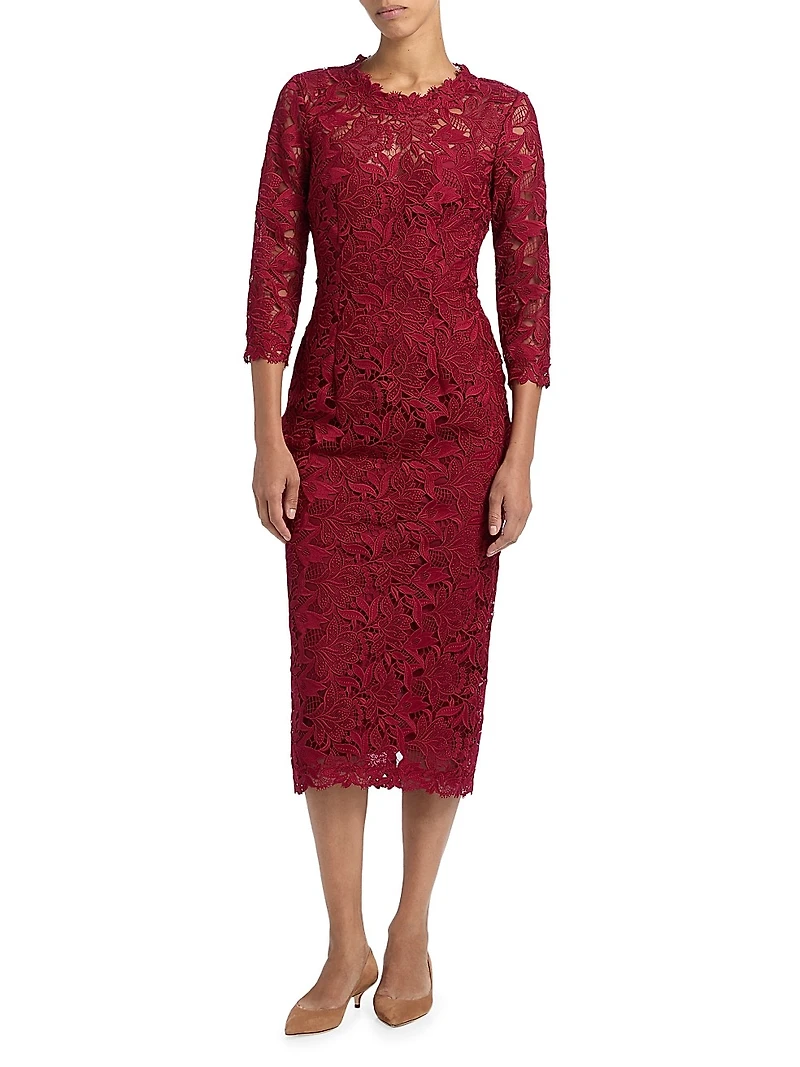 Floral Guipure Lace Sheath Dress