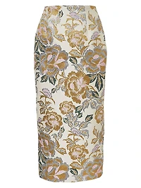 Floral Jacquard Midi-Skirt