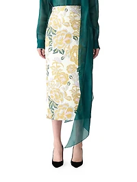 Floral Jacquard Midi-Skirt