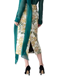 Floral Jacquard Midi-Skirt