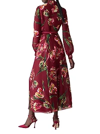 Floral-Print Silk Midi-Dress