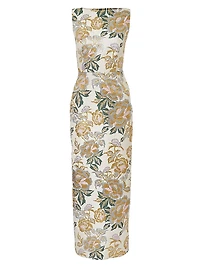 Floral Jacquard Sleeveless Gown