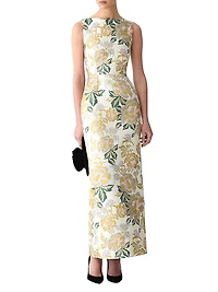 Floral Jacquard Sleeveless Gown