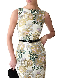 Floral Jacquard Sleeveless Gown