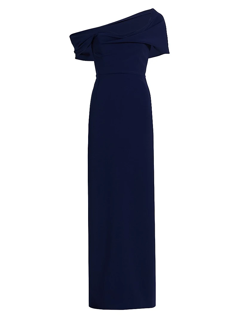 Draped Off-the-Shoulder Column Gown