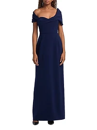 Draped Off-the-Shoulder Column Gown