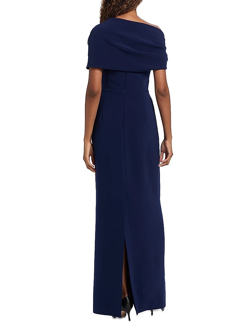 Draped Off-the-Shoulder Column Gown