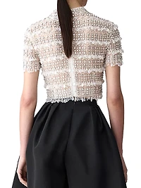 Embellished Short-Sleeve Crop Top