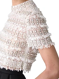 Embellished Short-Sleeve Crop Top