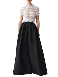 Embellished Short-Sleeve Crop Top