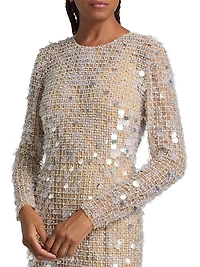 Embellished Sequined Column Gown