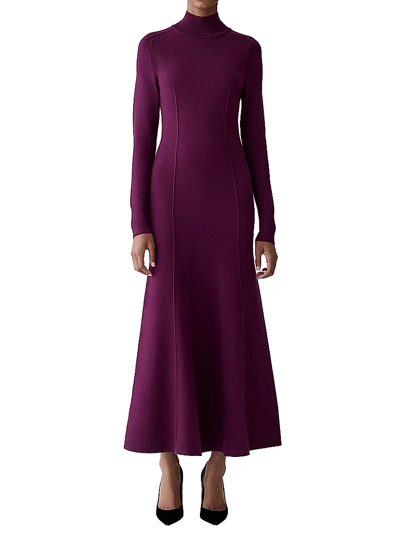 Virgin-Wool-Blend Maxi Dress