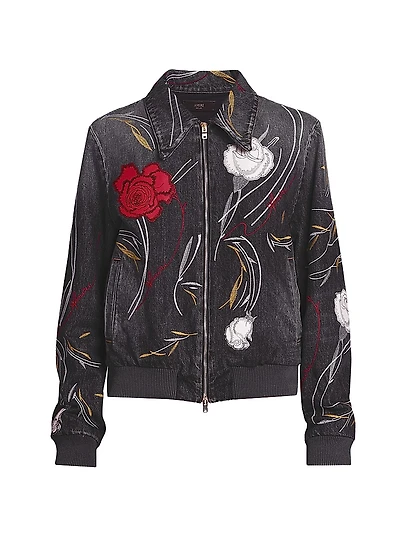 Floral Denim Blouson Jacket