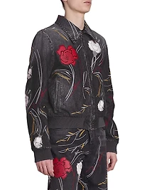 Floral Denim Blouson Jacket