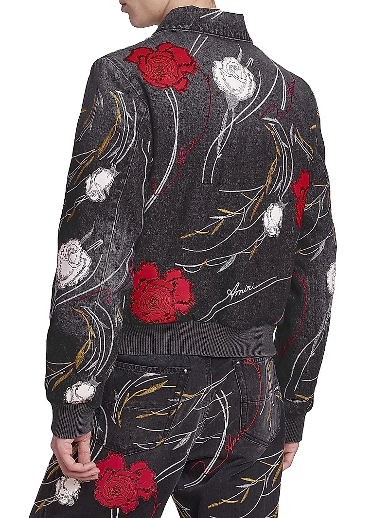 Floral Denim Blouson Jacket