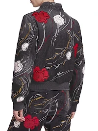 Floral Denim Blouson Jacket