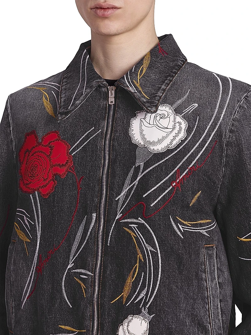 Floral Denim Blouson Jacket