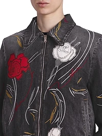 Floral Denim Blouson Jacket