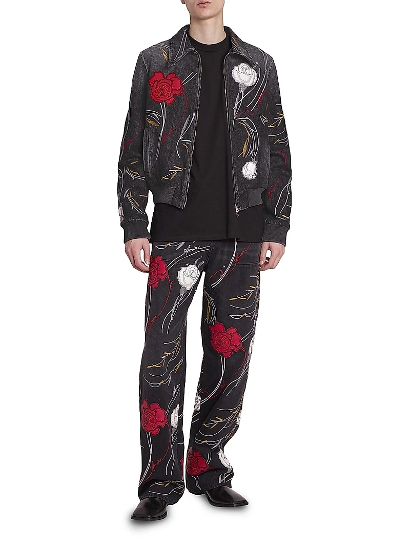 Floral Denim Blouson Jacket