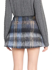 Plaid Fringe Mohair & Wool-Blend Miniskirt