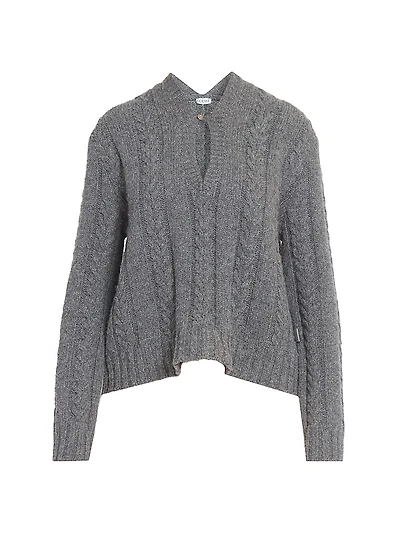 Keyhole Wool-Blend Sweater