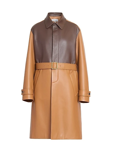 Two-Tone Leather Coat