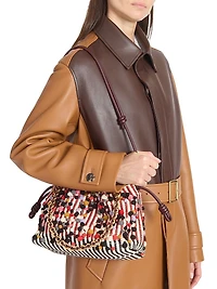 Colorblocked Leather Belted Coat