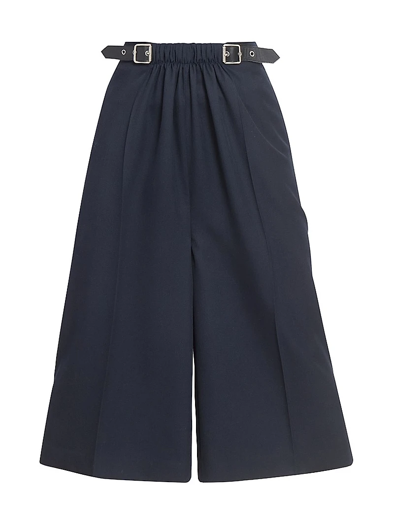 Wool-Blend Belted Crop Trousers