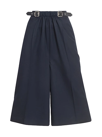 Wool-Blend Belted Crop Trousers