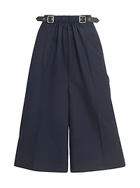 Wool-Blend Belted Crop Trousers