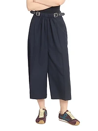 Wool-Blend Belted Crop Trousers