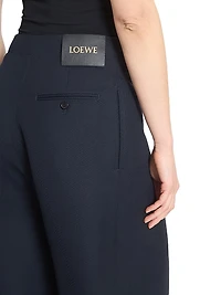 Wool-Blend Belted Crop Trousers