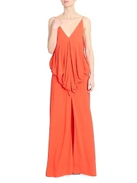 Draped V-Neck Gown