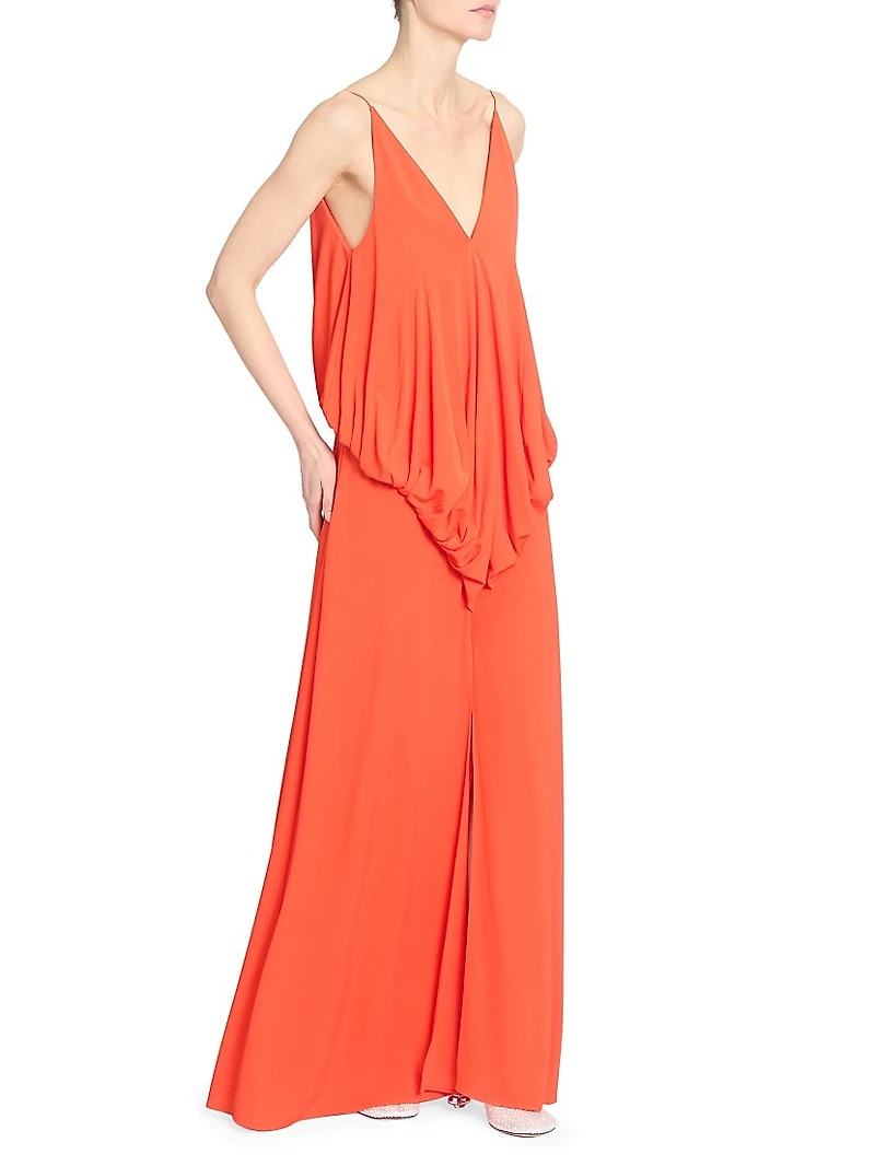 Draped V-Neck Gown