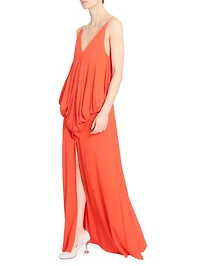 Draped V-Neck Gown
